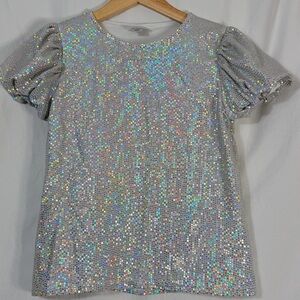 Sparkling Silver Kids' Sequin Blouse